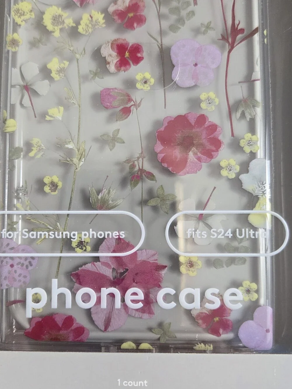 Heyday Samsung S24 Ultra Phone Case NEW -Pink, Yellow & Clear -Floral Design